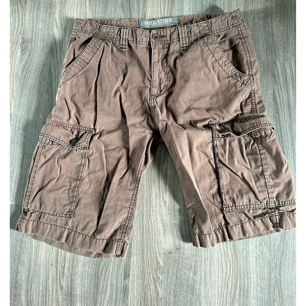 Esprit Shorts Mens 32 Brown Cargo Bermuda Straight Leg Outdoors Hiking Adult Y2K
